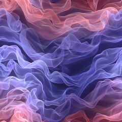 Obraz premium Seamless pattern with abstract waves in pink and purple shades on a dark background. The pattern creates a sense of lightness and airiness, perfect for textiles or wallpapers