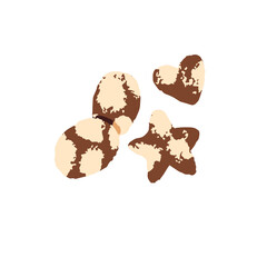 Homemade chocolate shortbreads. Tasty cookies, biscuits with different shapes. Bakery, flour food for breakfast. Delicious snacks, desserts. Flat isolated hand drawn vector illustration on white
