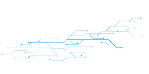 Obraz premium Vectors Technology blue circuit diagram. High-tech connection system on a white background. Global business and communication technology concept.