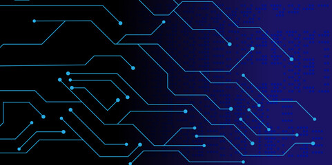 Vectors High-tech connection system on a blue background. Abstract blue circuit board technology futuristic. Connection system, digital data.