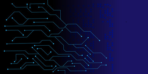 vector High tech technology geometric design on dark blue background. Technology digital circuit board background. 