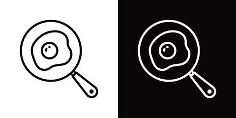 シンプルな目玉焼きのラインアイコン © WAWAWA