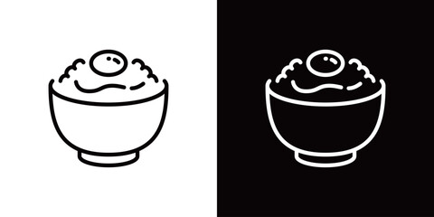 シンプルな卵かけご飯のラインアイコン © WAWAWA