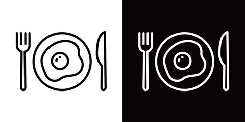 シンプルな目玉焼きのラインアイコン © WAWAWA