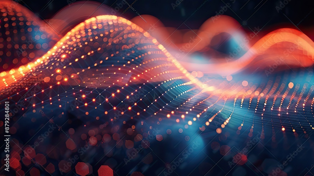 Poster abstract waveforms in a glowing cyber space