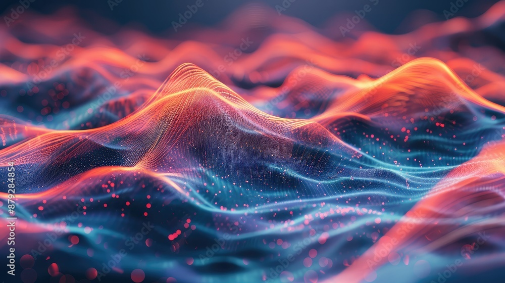 Poster abstract waveforms in a glowing cyber space