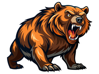 Obraz premium vector illustration of roaring angry bear, crawling, full body
