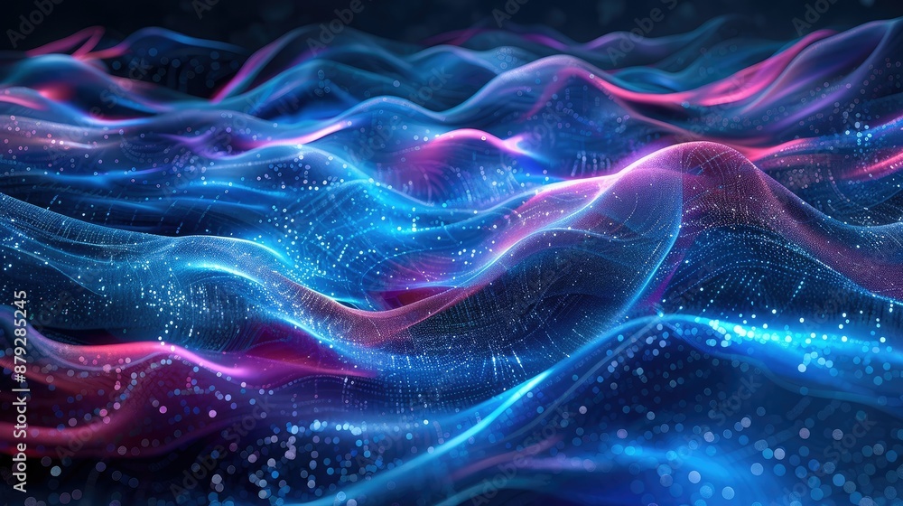 Poster Abstract waveforms in a glowing cyber space