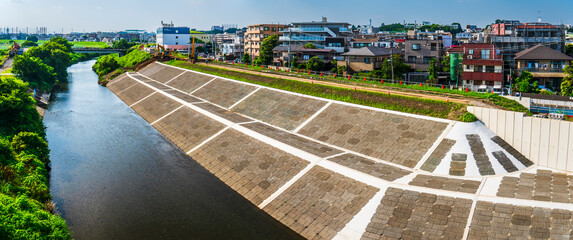 二子玉川・多摩川に建設された堤防　水害対策　防災【東京都・世田谷区】　
Embankment built on the Tama River - Tokyo, Japan