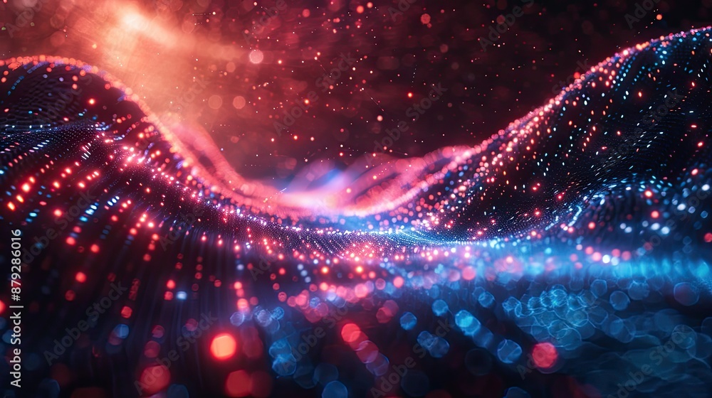 Poster abstract waveforms in a glowing cyber space