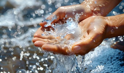 Fototapeta premium hands being washed with soap under running water, Generative AI