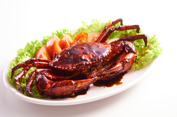 Black Pepper Crab .- A savory and slightly spicy Nanyang Chinese dish, crab served with black pepper seasoning blends warm and delicious flavors.