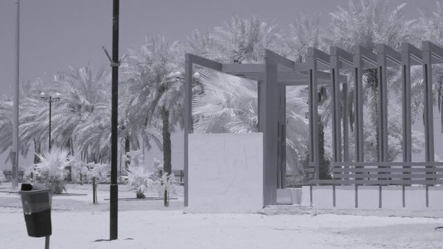 Infrared footage of construction in park in Riffa, Bahrain