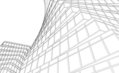 abstract buildings architectural drawing 3d