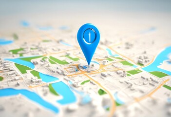 blue travel olated pointer navigation symbol place rendering position location icon concept white gps 3d