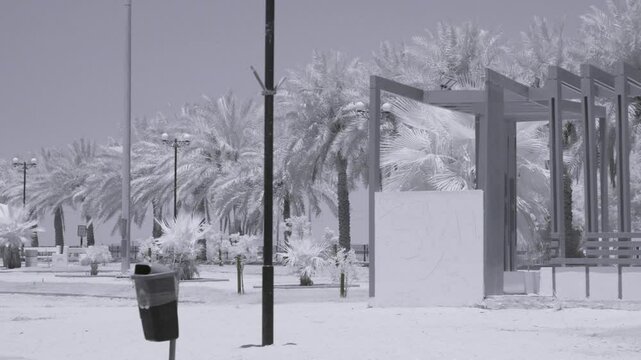 Infrared footage of infrastructure in park in Riffa, Bahrain