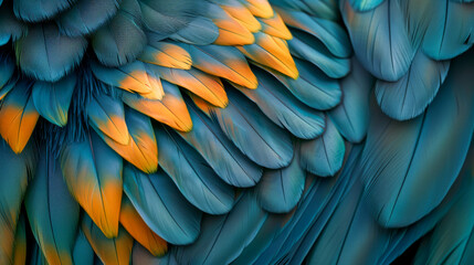 Fototapeta premium beautiful yellow blue bird feathers