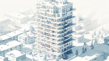 Fototapeta premium city skyscrapers, building plans and blueprint, house on blueprint, Architectural design, building under construction