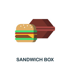 Sandwich Box flat icon. Colored sign from take away service collection. Creative Sandwich Box icon illustration for web design, infographics and more
