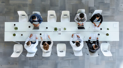 top view of meeting room white office worker meeting