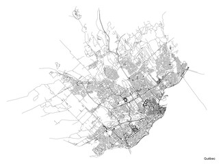 Obraz premium Quebec city map with roads and streets, Canada. Vector outline illustration.