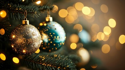 Fototapeta premium Enchanting Christmas ornaments on a tree