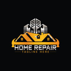 Fototapeta premium home repair, roofing, remodeling, handyman, home renovation, decor logo