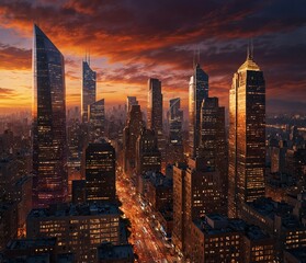 Obraz premium city skyline at night