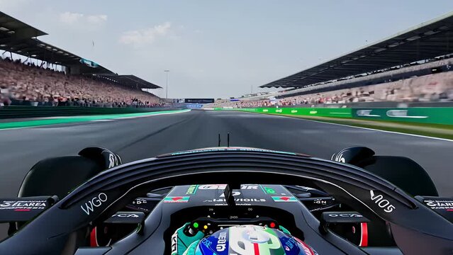 In-car view of a racing car on a track