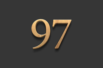 3D wooden logo of number 97 on dark grey background.	