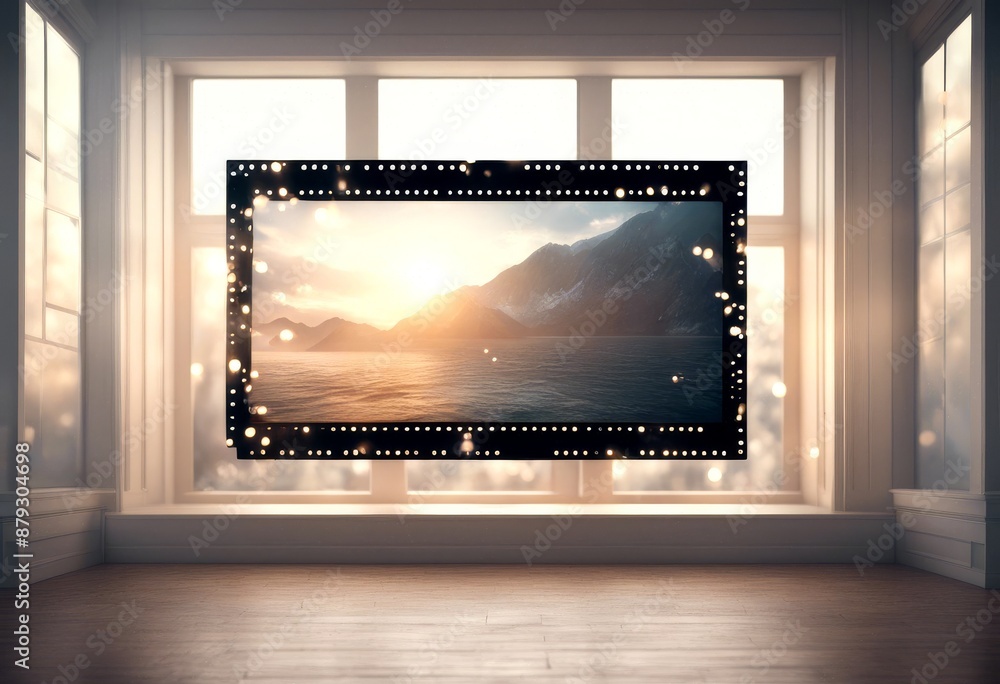Poster 3d rendering screens floating mock slide screen computer website showcase technology portfolio keyno