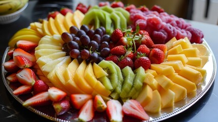 A close-up of a colorful fruit platter, emphasizing nutritious snacks and meals. High quality images