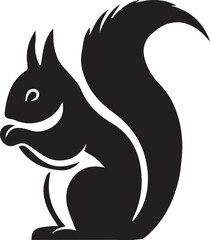 Squirrel Logo Black Outline Illustration
