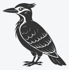 Premium Woodpecker Silhouette Vector Illustration - High-Quality Bird Clipart
