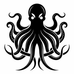 Black octopus icon vector
