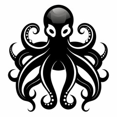 Black octopus icon vector