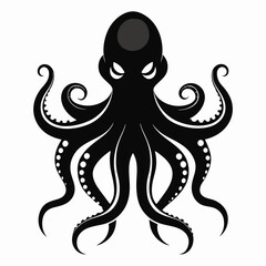 Black octopus icon vector