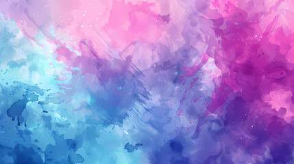 Fototapeta premium Vibrant abstract watercolor background in shades of pink, blue, and purple, creating a dreamy and artistic feel.