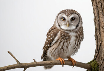 Fototapeta premium Owl, isolated on a white background in commercial photography