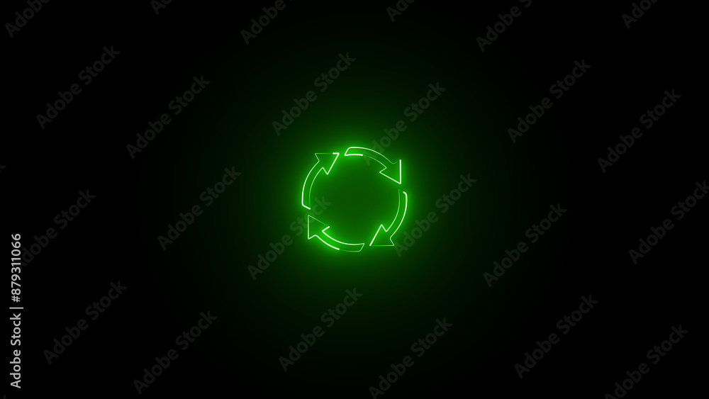 Poster abstract beautiful green neon circle loading bar icon background illustration. neon circle frame loa