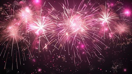 Naklejka premium Luxurious firework display with pink stars on holiday nights