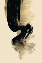 A brush painting illustrates curved black and beige strokes on a cream backdrop, minimalism, flat design, light color theme.