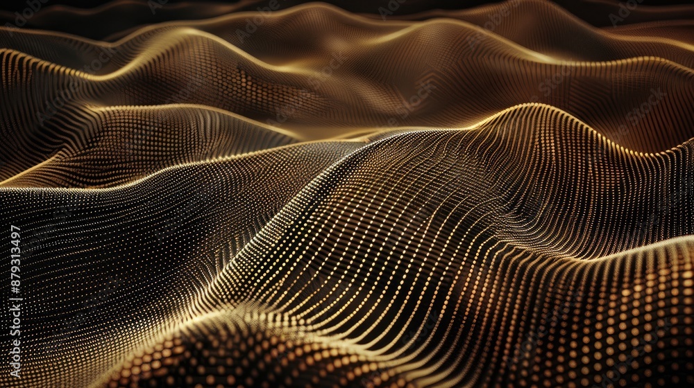 Poster a digitally generated abstract background featuring a flowing, undulating wave pattern composed of n