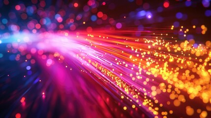 Obraz premium colored electric cables and led. optical fiber, intense colors, background for technology