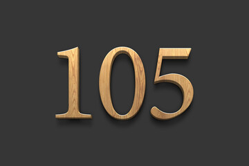 3D wooden logo of number 105 on dark grey background.	