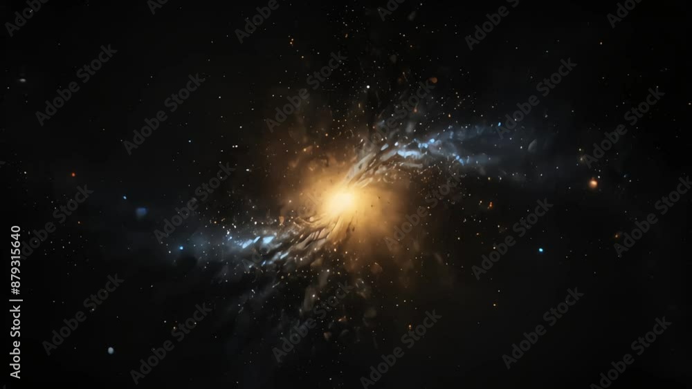 Wall mural seamless loop galactic dust particle on black backdrop