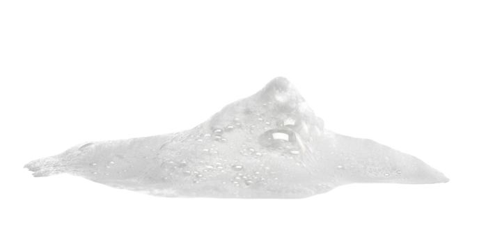 Soap foam, colorful bubbles isolated on white