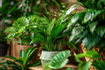 Obraz premium Home Plant. Tropical Foliage in Green - Interior Plant for Home Gardening