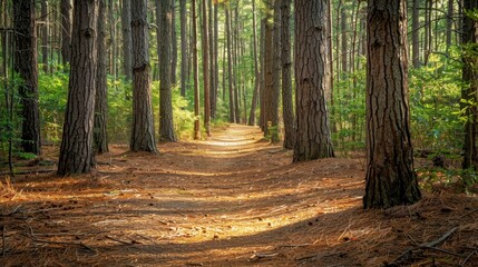 Obraz premium Path Through the Pine Forest.