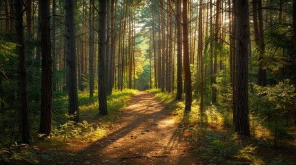 Fototapeta premium Sunbeams in the Forest.